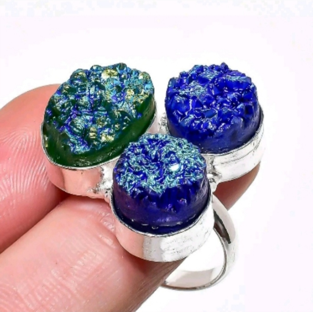 New Titanium Druzy Silver Ring.
